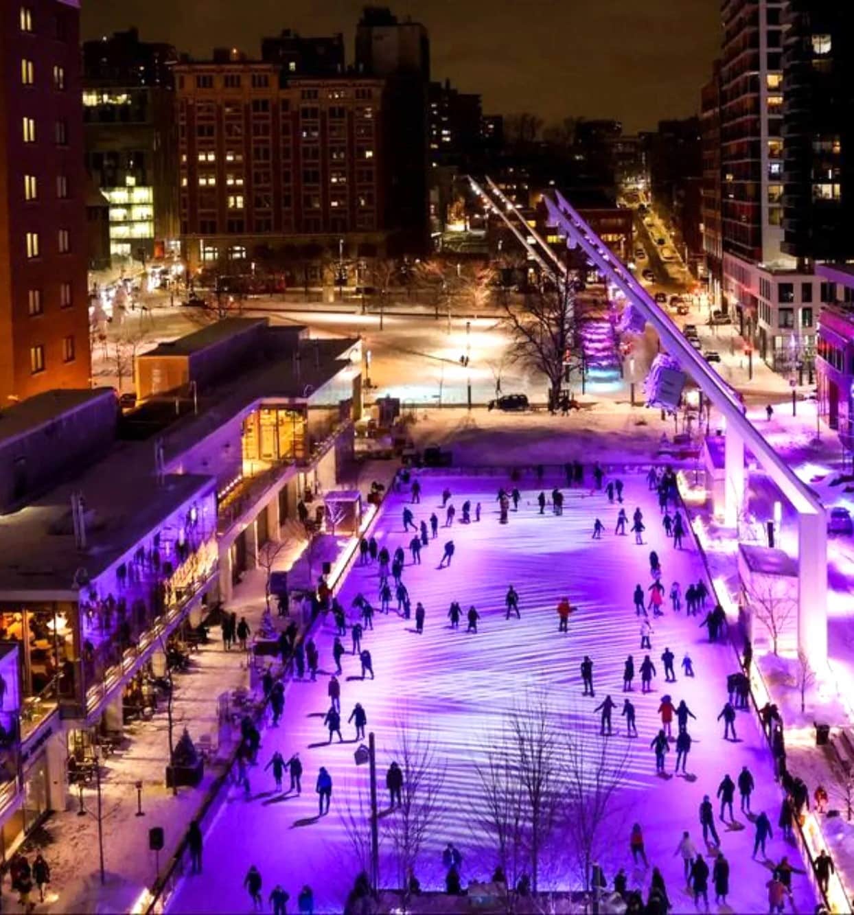 Ice Skating at Quartier des Spectacles Montreal